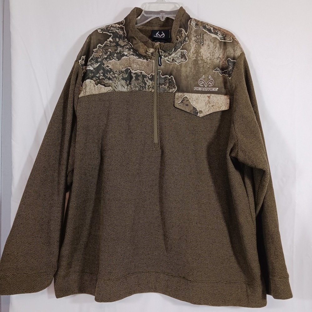Realtree Quarter Zip Pullover Mens 3XL Brown Excape Camo Excellent FJ10053